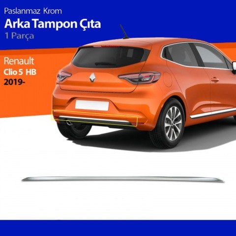 Renault Clio 5 Arka Tampon Alt Çıtası Kromu Nikelajı