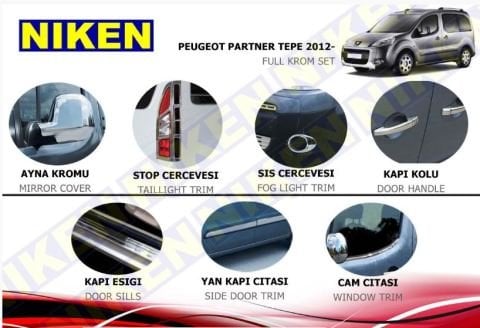 Peugeot Partner Tepe Full Krom Seti Komple Nikelaj Kaplama 2012 Sonrası