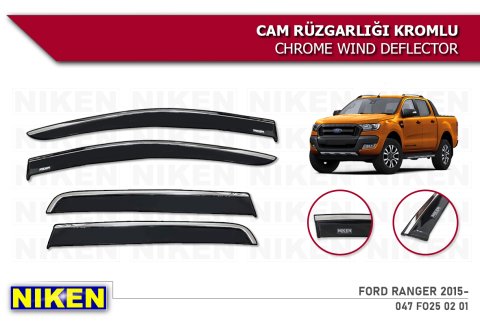 Ford Ranger Kromlu Cam Rüzgarlığı Niken 2015 Sonrası
