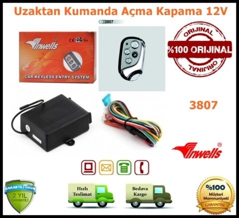 Oto Uzaktan Kumanda Açma Kapama Seti 12Volt 3807