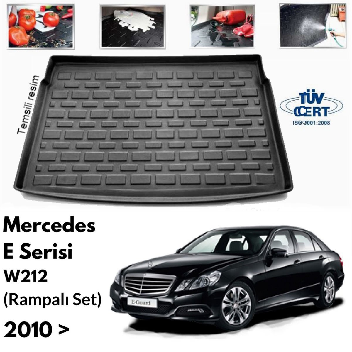 Mercedes W212 E Class Bagaj Havuzu Paspası Rampalı Set