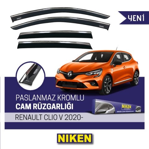 Renault Clio 5 Kromlu Cam Rüzgarlığı Niken 2020 Sonrası