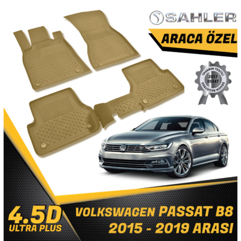 Volkswagen Passat B8 Havuzlu Paspas Bej 4,5D Sahler 2015 Sonrası