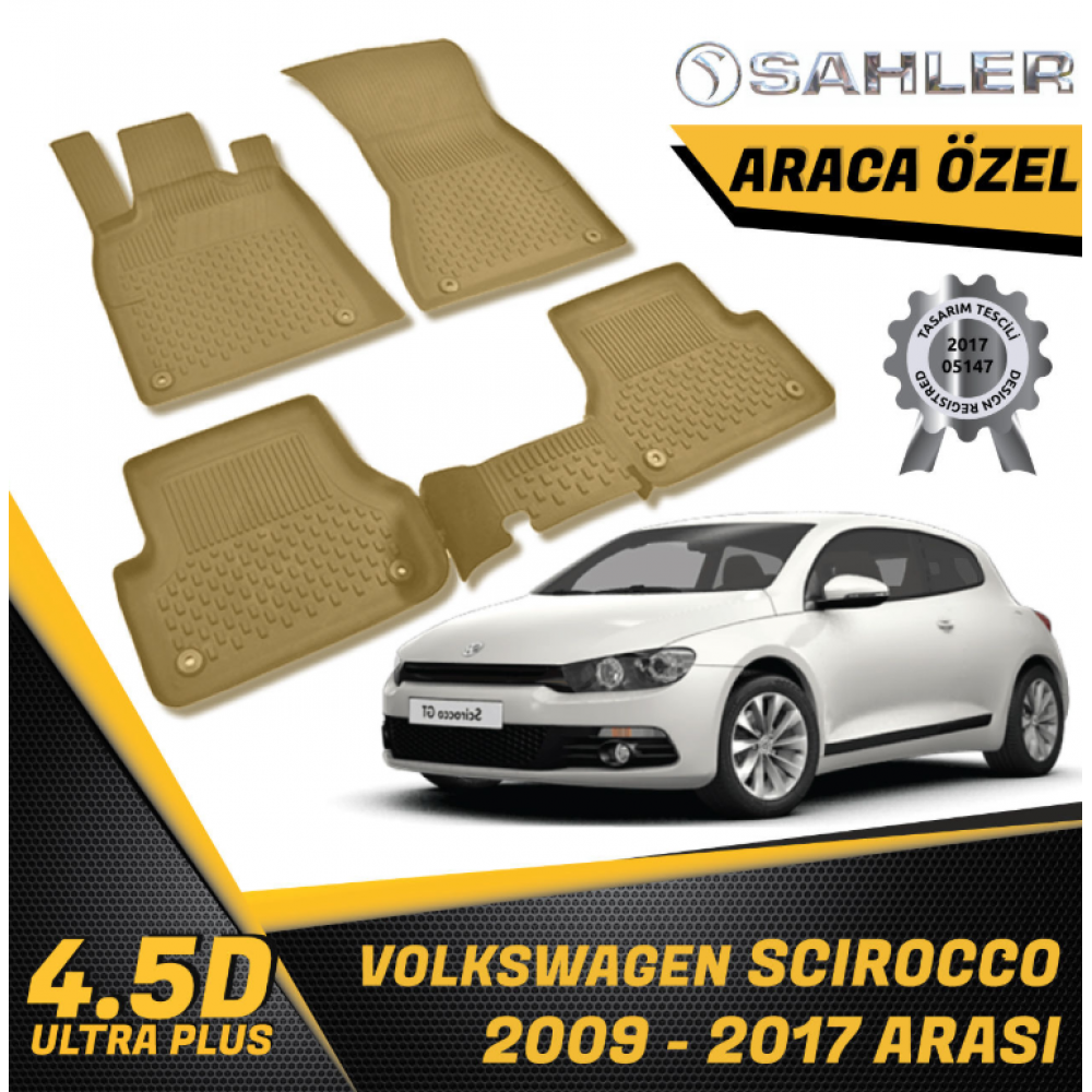 Volkswagen Scirocco Havuzlu Paspas Bej 4,5D Sahler 2009-2017 Aras