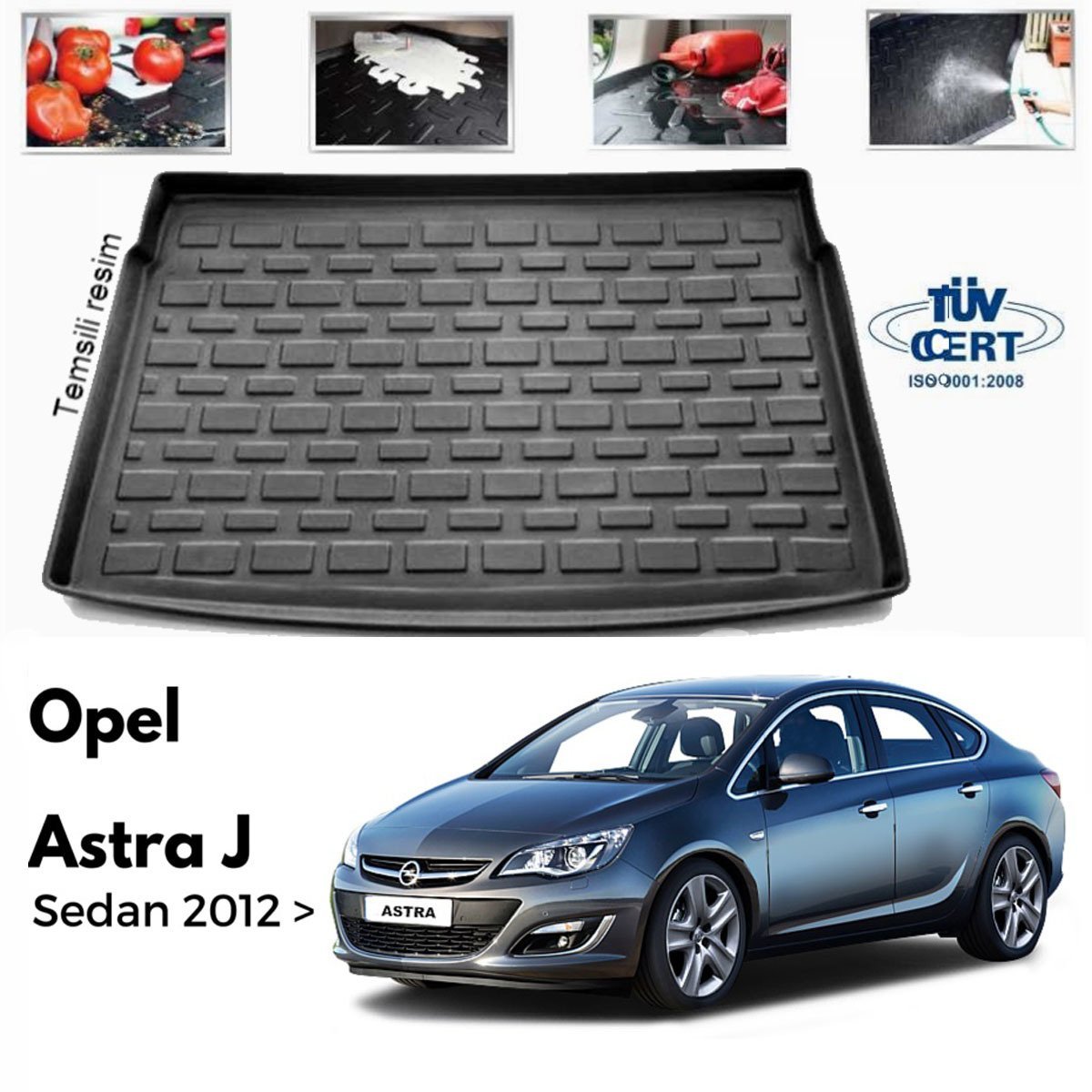 Opel Astra J Sedan Bagaj Havuzu Paspası 2009-2015