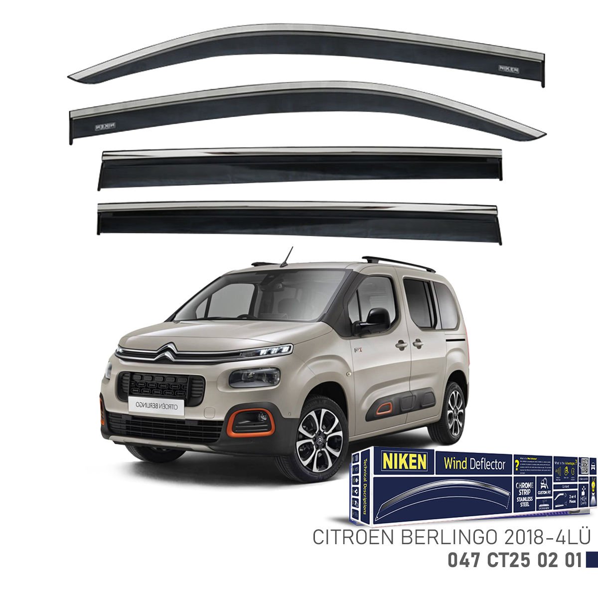 Citroen Berlingo Kromlu Cam Rüzgarlığı Niken 2018 Sonrası