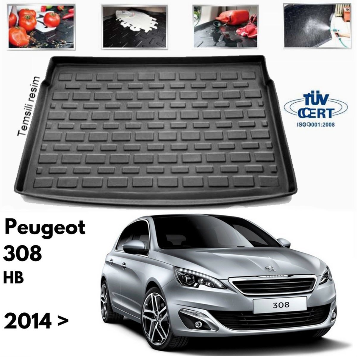 Peugeot 308 Bagaj Havuzu Paspası 2014-2021