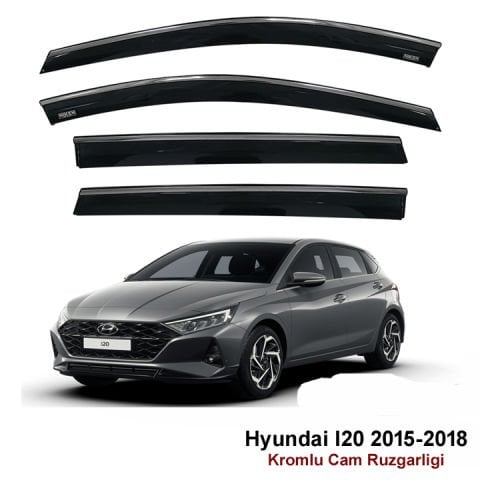 Hyundai I20 Cam Rüzgarlığı 4Lü Kromlu 2015-2016-2017-2018