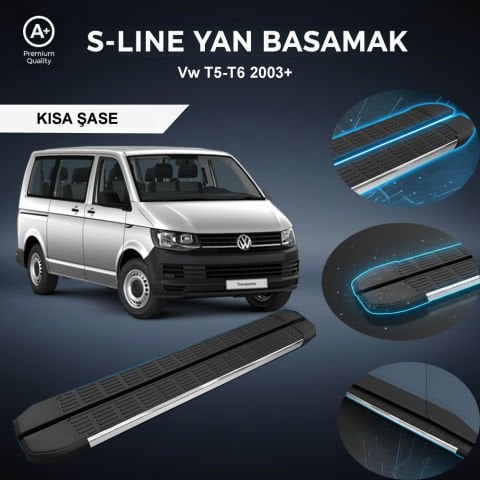 VW T5/T6 KISA S-Line Premium Krom Yan Basamak 2003 Sonrası