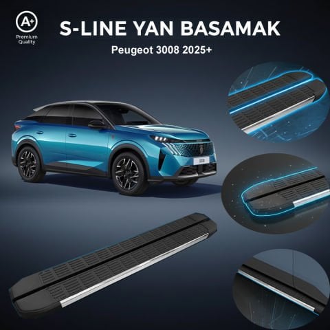 Peugeot 3008 S-Line Premium Krom Yan Basamak  2025 Sonrası