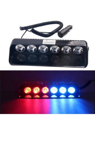 Araç içi Vantuzlu Cama Çakar Kırmızı Mavi 6 Led 12 Farklı Mod