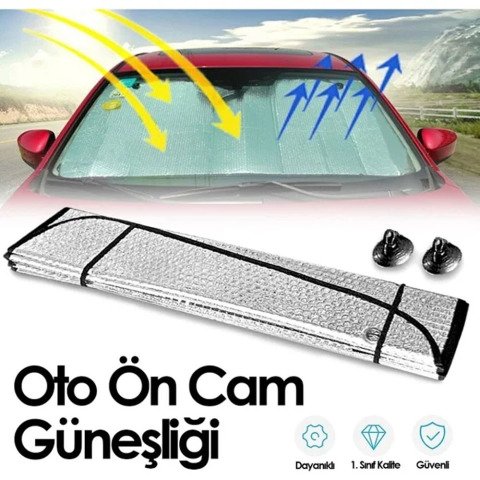Araç Ön Cam Güneşlik Metalize Perde 130 CM X 60 CM