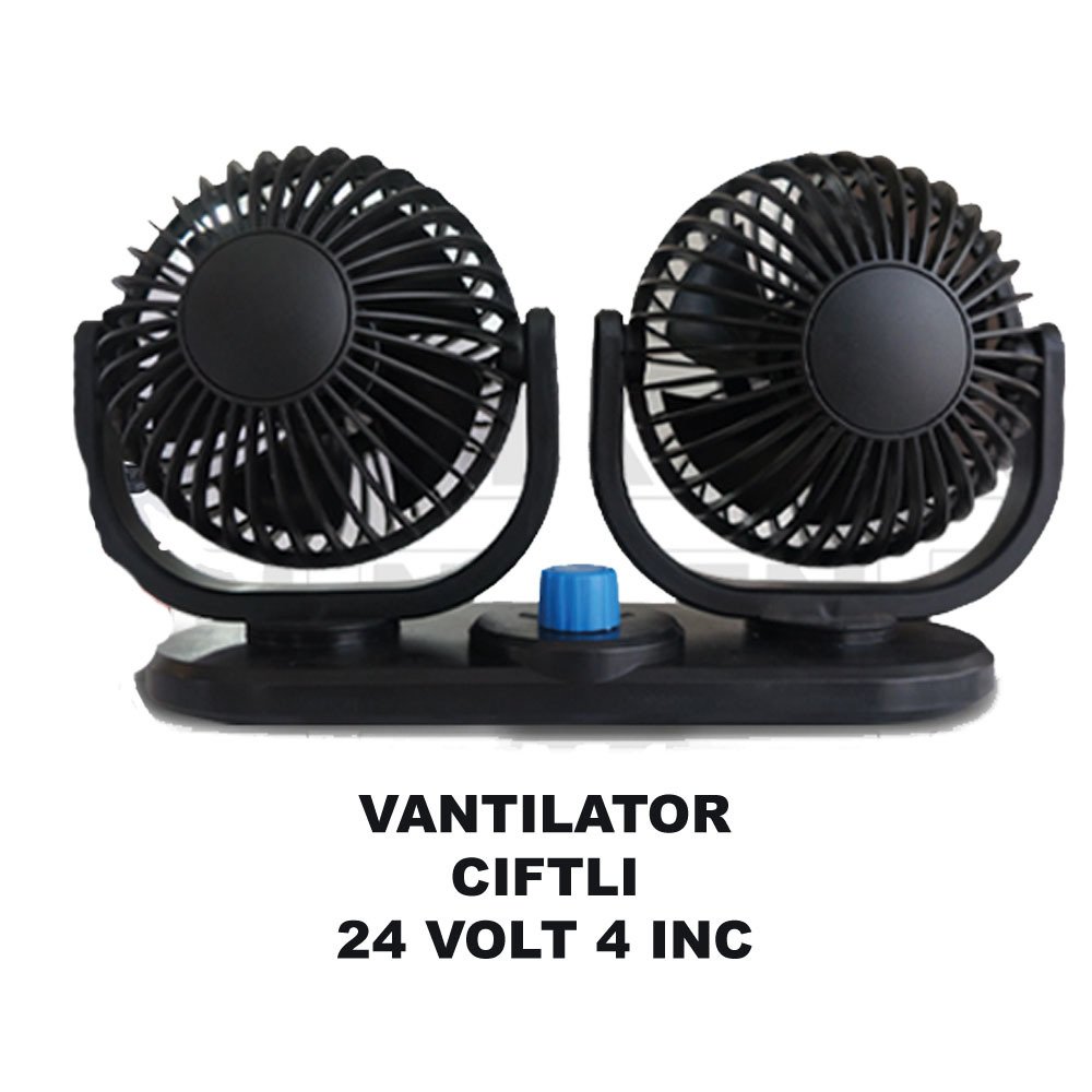 Araç İçi Fan Oto Vantilatör 24 Volt Çift Başlı 4inç