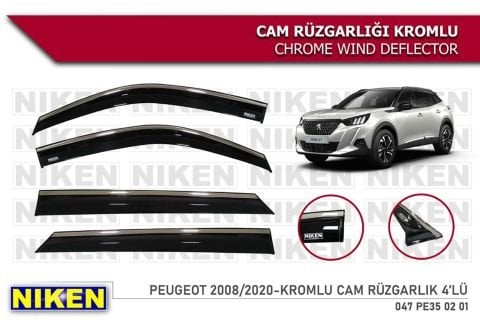 Peugeot 2008 Kromlu Cam Rüzgarlığı Niken 2020 Sonrası