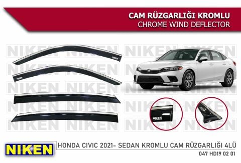 Honda Civic Fe1 Kromlu Cam Rüzgarlığı Niken 2021 Sonrası