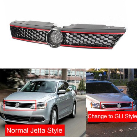 Volkswagen Jetta MK6 Ön Panjur Gli Kırmızı Şeritli Siyah 2011-2014