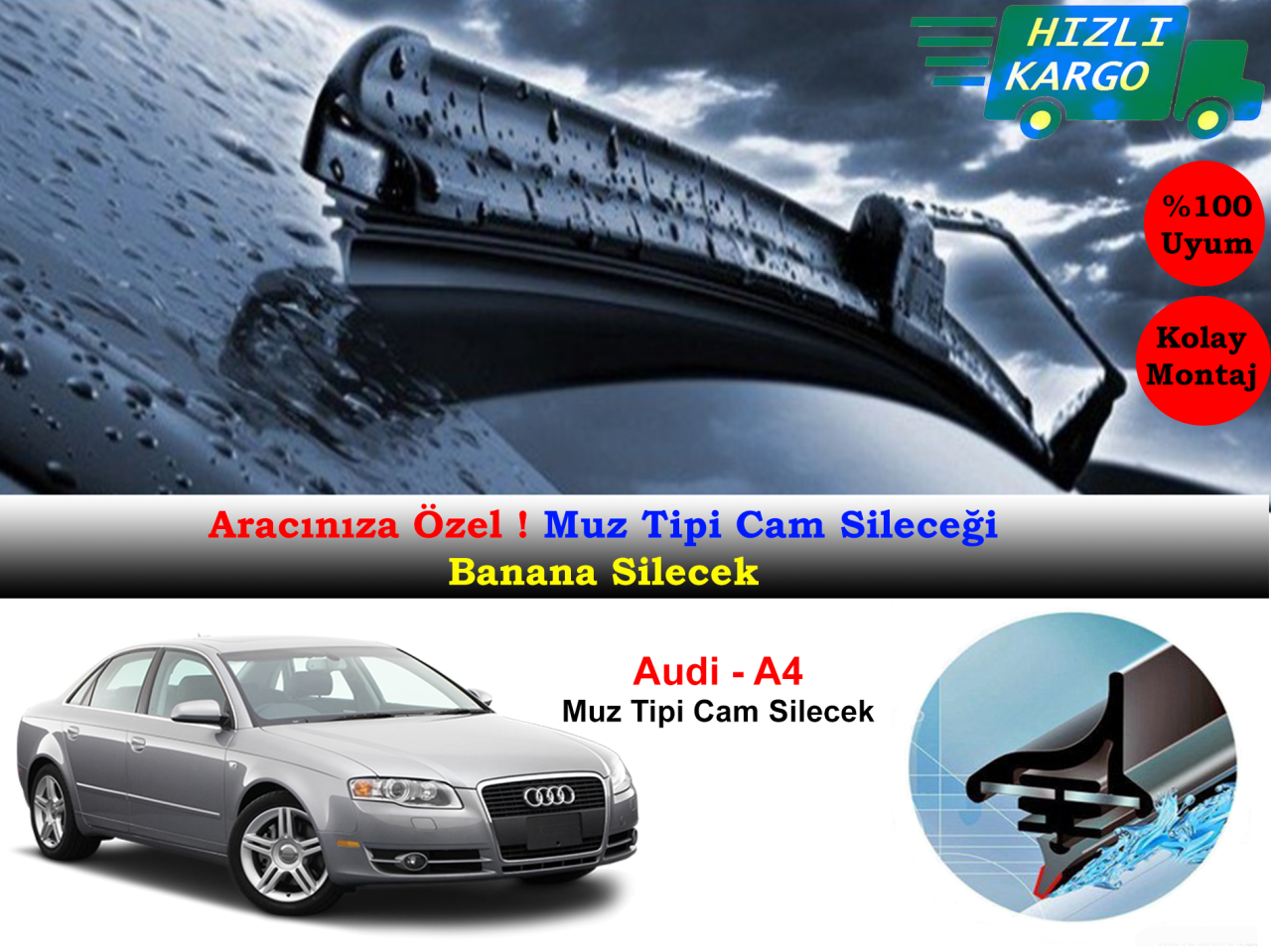Audi A4 2005-2008 Muz Silecek Takımı