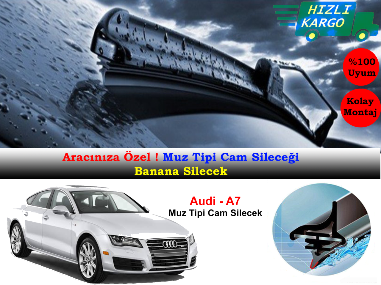 Audi A7 2011-2017 Muz Silecek Takımı