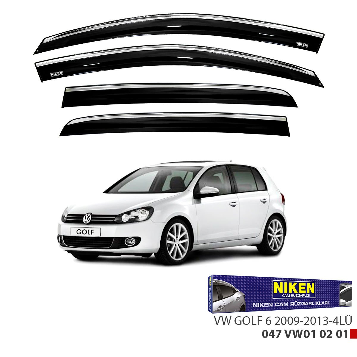 Volkswagen Golf 6 Kromlu Cam Rüzgarlığı Niken