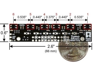 Zumo Yansıma Sensör Kartı Dijital 6'lı Seri - Zumo Reflectance Sensor Array