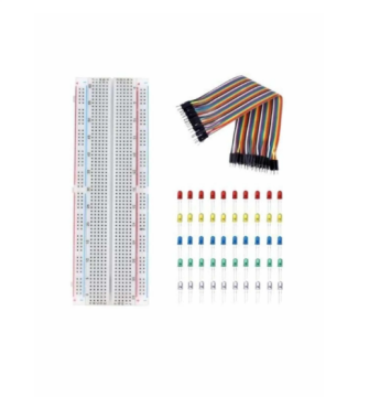 Arduino 3'lü Set 830 Pin Breadboard+40 Pin Erkek-erkek Jumper Kablo+50 Adet 5mm Led ( 5 Renk )