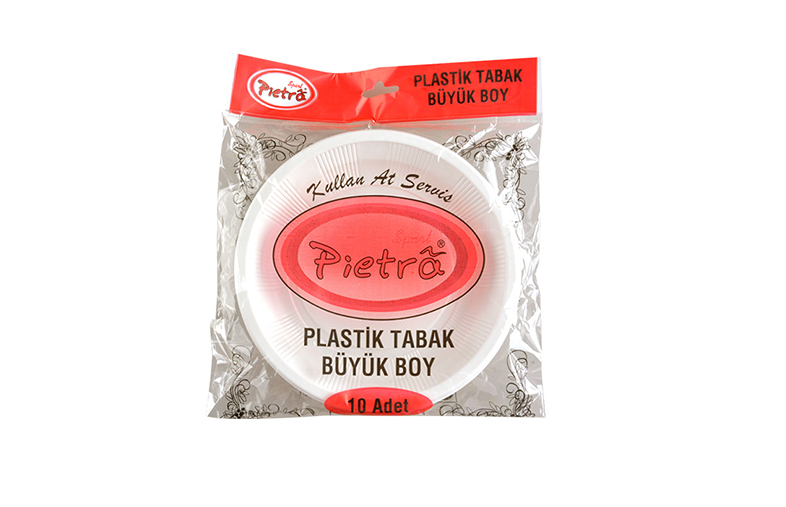 Beyaz Plastik Büyük Tabak 10'lu (1.000 Adet)