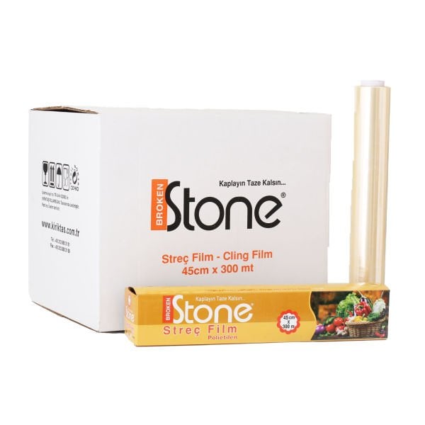 PVC Gıda Streç Film 45 cm x 300 m | 8 Mic Kutulu – 16’lı Kol