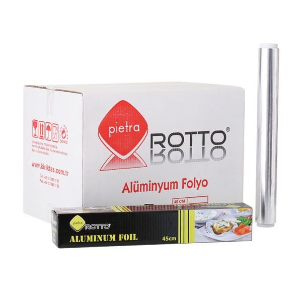 Alüminyum Folyo 45 cm x 100 m | Dayanıklı Gıda Uyumlu Folyo (16 Adet)