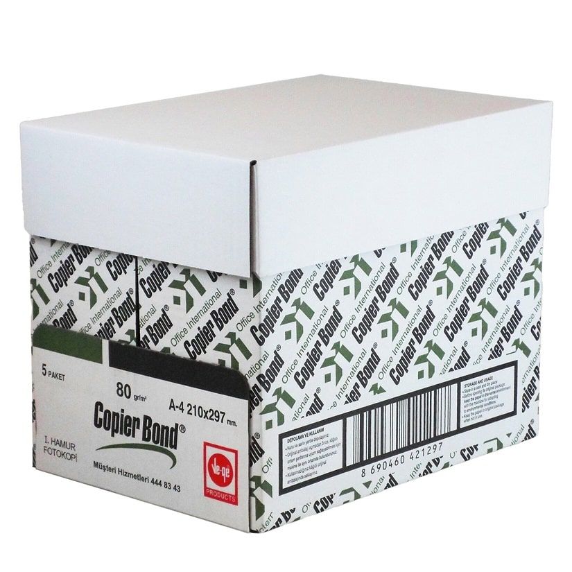 Copier Bond A4 80 gr 2500 Yaprak 5'li Paket Fotokopi Kağıdı