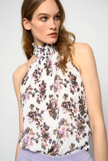 Floral Baskılı Halter Yaka Bluz