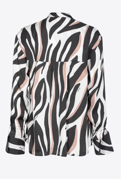 Zebra Desenli Saten Bluz