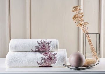 Marie Claire Paris Micro Fiorella 2'Li Havlu Set Kırık Beyaz