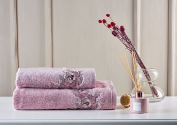 Marie Claire Paris Micro Fiorella 2'Li Havlu Set Gül Kurusu