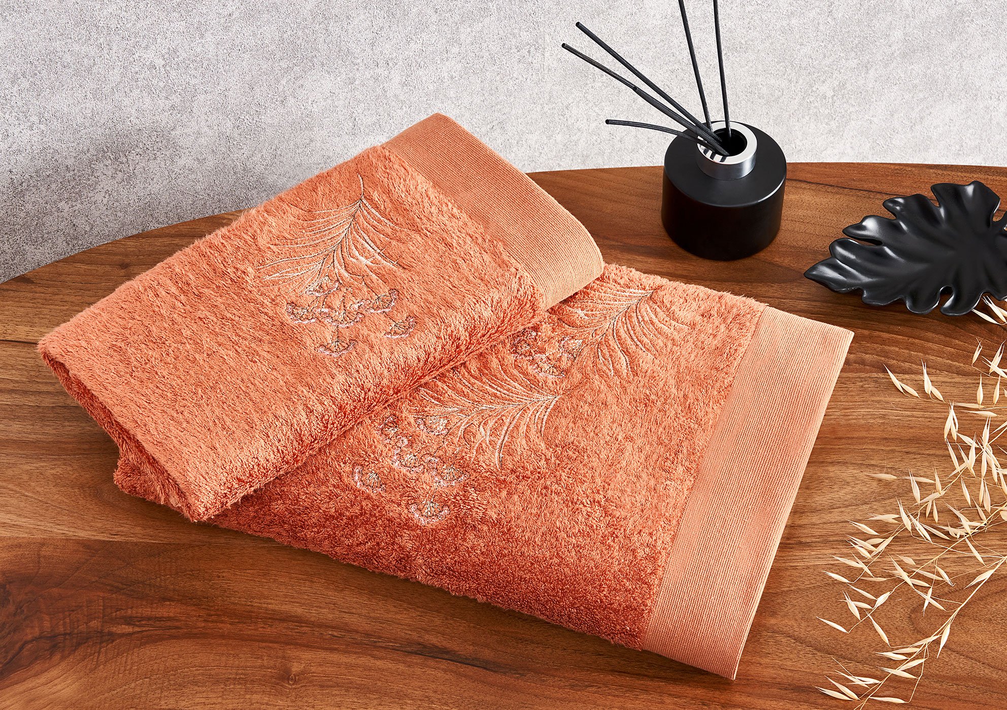 Marie Claire Paris Bambu Natalia 2'Li Havlu Set Kiremit