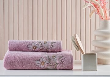 Marie Claire Paris Micro Flora 2'Li Havlu Set Gül Kurusu