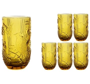 Amber Kuş Dekorlu 6lı Meşrubat Bardağı 8x14cm