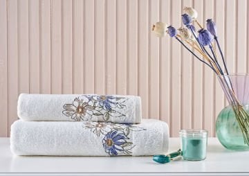 Marie Claire Paris Micro Flora 2'Li Havlu Set Kırık Beyaz