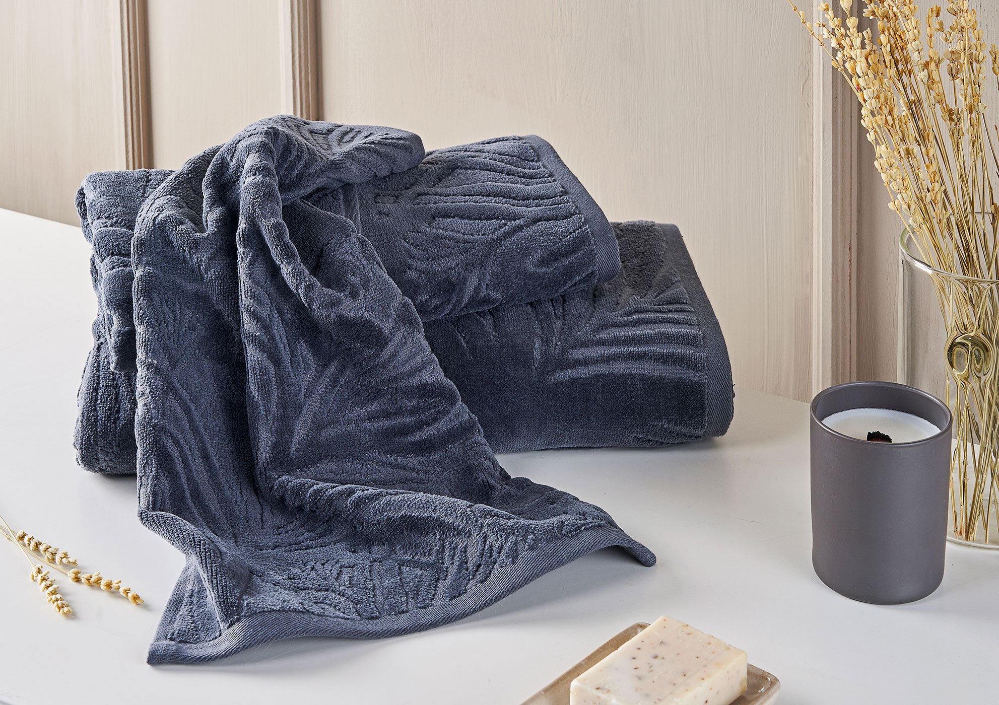 Marie Claire Paris Maya Jakarlı 3'Lü Havlu Set Antrasit