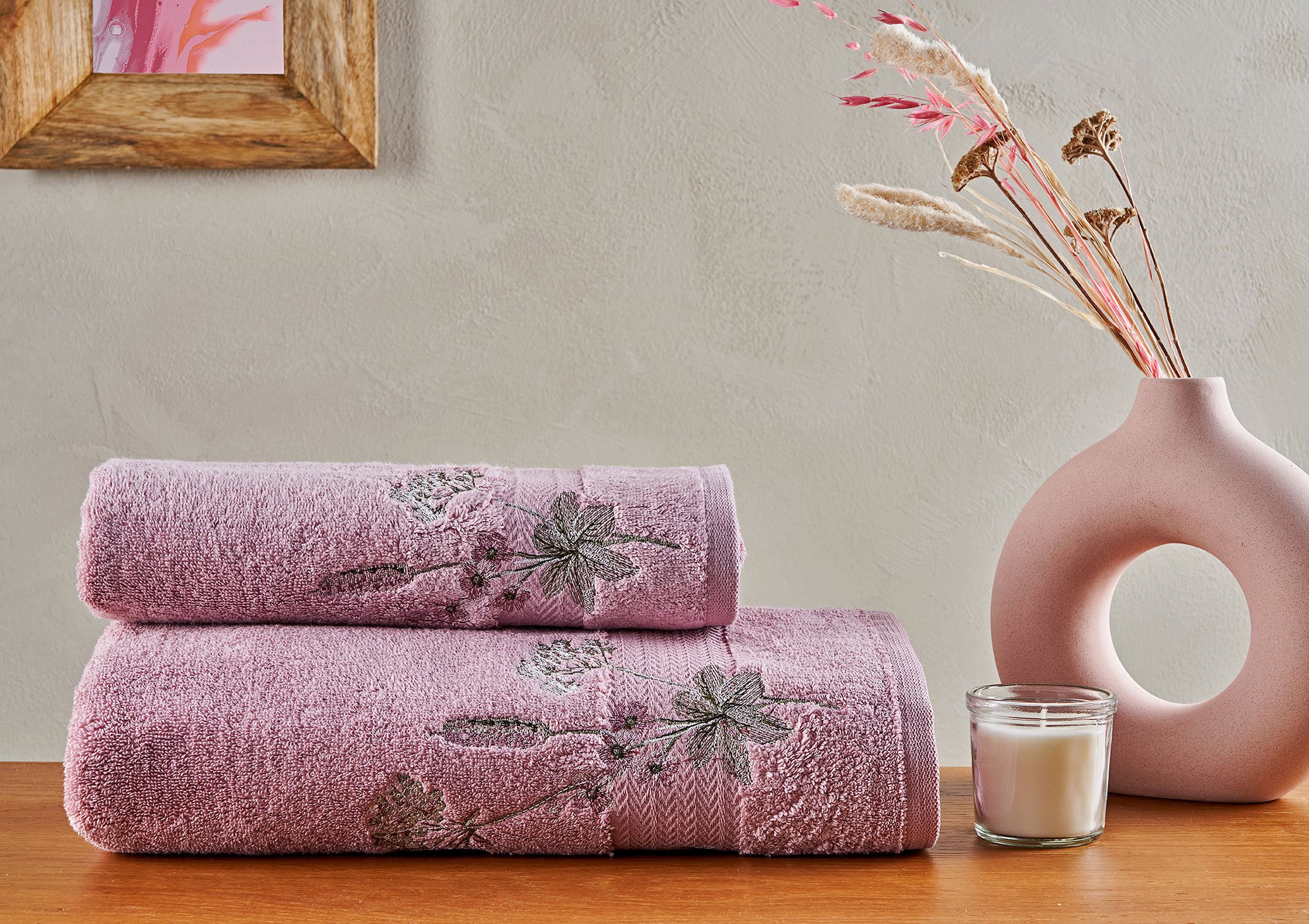 Marie Claire Paris Micro Petra 2'Li Havlu Set Gül Kurusu