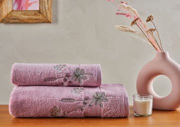 Marie Claire Paris Micro Petra 2'Li Havlu Set Gül Kurusu
