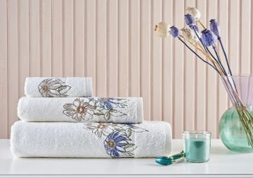 Marie Claire Paris Micro Flora 3'Lü Havlu Set Kırık Beyaz