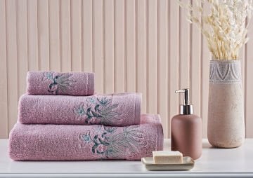 Marie Claire Paris Micro Orchide 3'Lü Havlu Set Gül Kurusu
