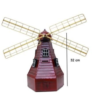 Dekoratif Metal Yel değirmeni Kumbara 32cm
