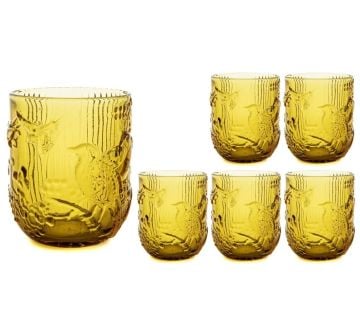 Amber Kuş Dekorlu 6lı Su Bardağı 8x10cm