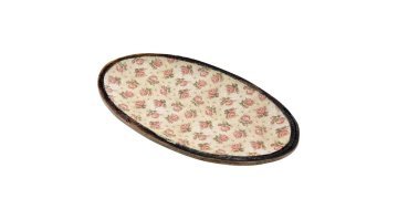 ŞİVA ÇİÇEK DESENLİ KREM OVAL TEPSI