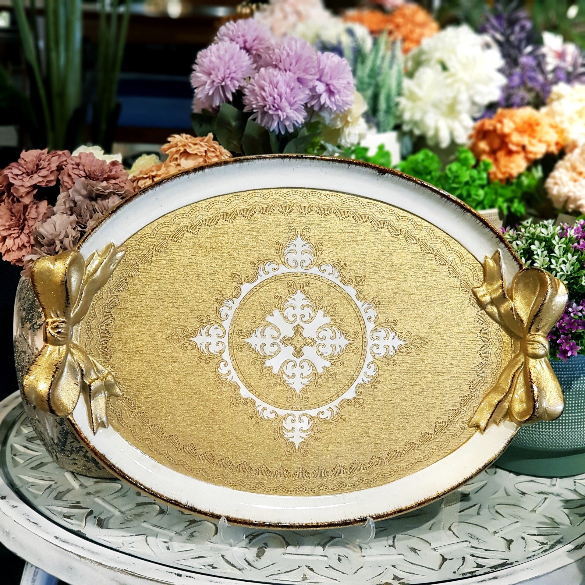 Monaroza Gül Ağacı Oval Tepsi Büyük Boy Model-2