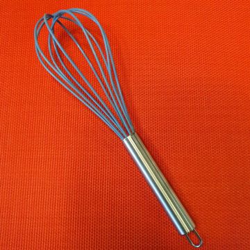 Paslanmaz Çelik Kulplu Silikon Çırpıcı Mavi 26 cm