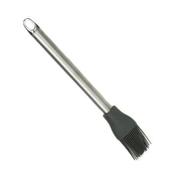Paslanmaz Çelik Kulplu Silikon Fırça Gri 26 cm