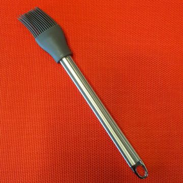 Paslanmaz Çelik Kulplu Silikon Fırça Gri 26 cm