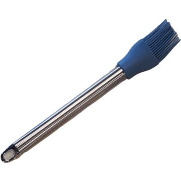 Paslanmaz Çelik Kulplu Silikon Fırça Mavi 26 cm